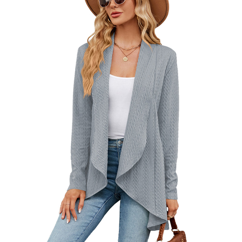 women's solid color loose cardigan top, view 5 - MRSLM