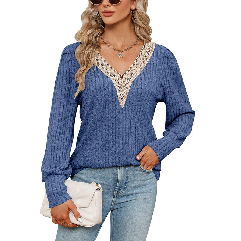 brushed sunken stripe loose long sleeve t-shirt, view 5 - MRSLM