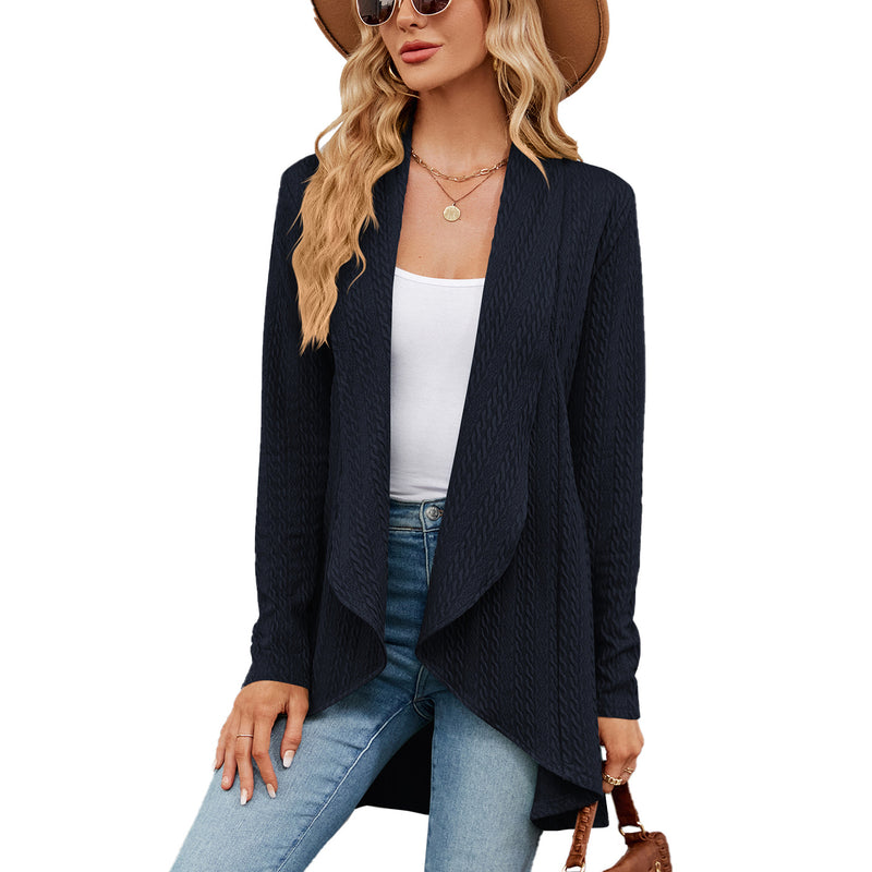 women's solid color loose cardigan top, view 4 - MRSLM