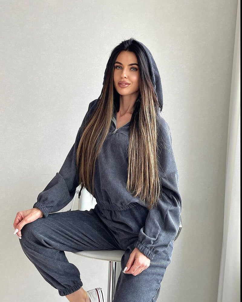 women's hooded zip top and trousers set, view 6 - MRSLM