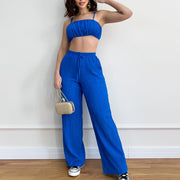 women's suspender top and pleated pants set, view 5 - MRSLM