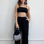 women's suspender top and pleated pants set, view 2 - MRSLM