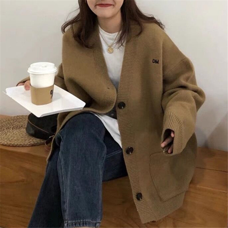 women's embroidered v-neck cardigan sweater - MRSLM