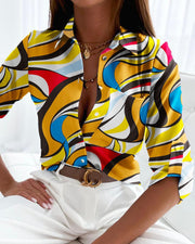 women's long sleeve printed cardigan shirt, view 5 - MRSLM