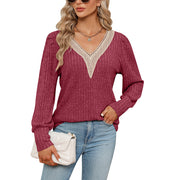 brushed sunken stripe loose long sleeve t-shirt, view 7 - MRSLM