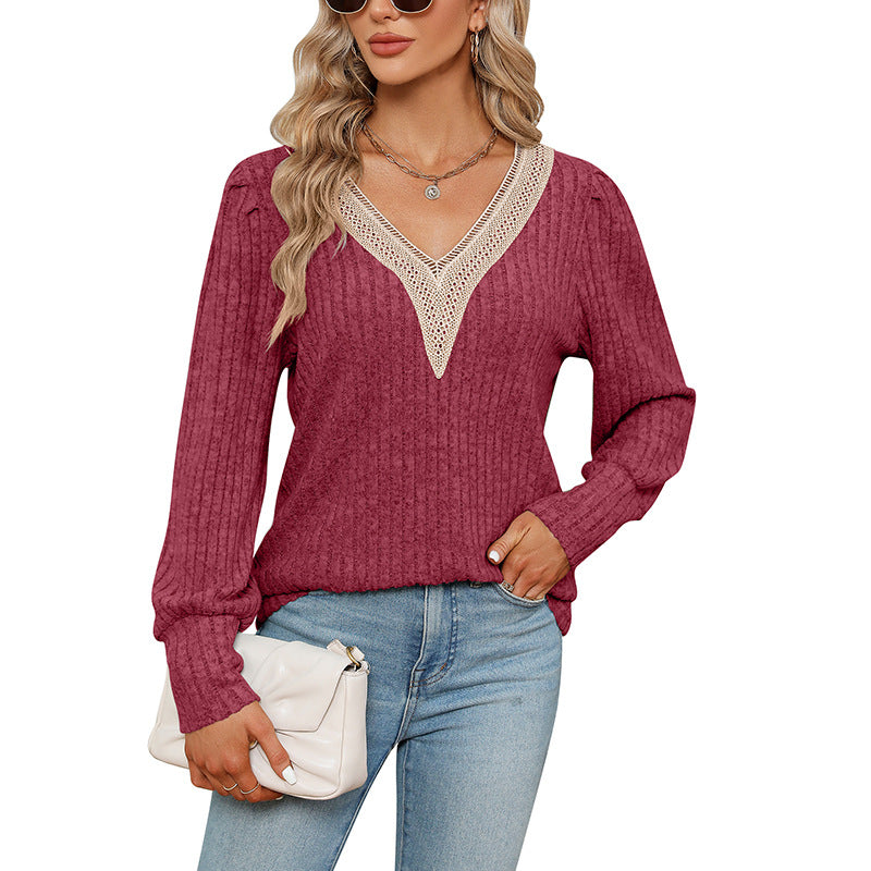 brushed sunken stripe loose long sleeve t-shirt, view 7 - MRSLM