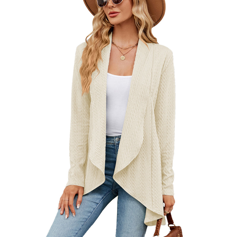 women's solid color loose cardigan top, view 8 - MRSLM