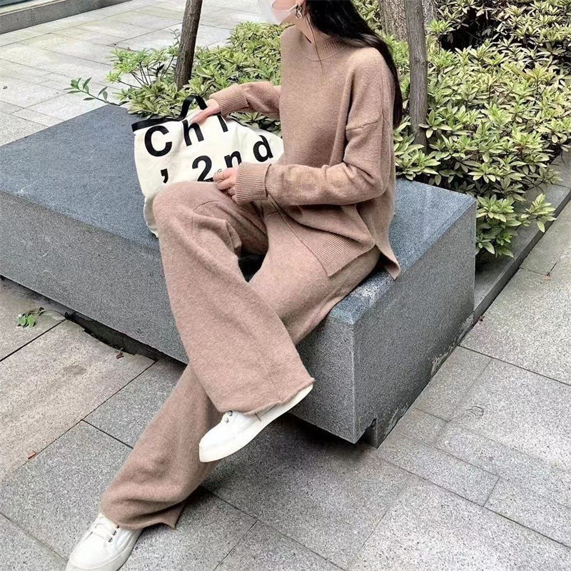 round neck knit sweater and trousers set, view 2 - MRSLM