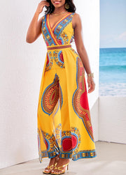 printed V-neck jumpsuit, view 3 - MRSLM