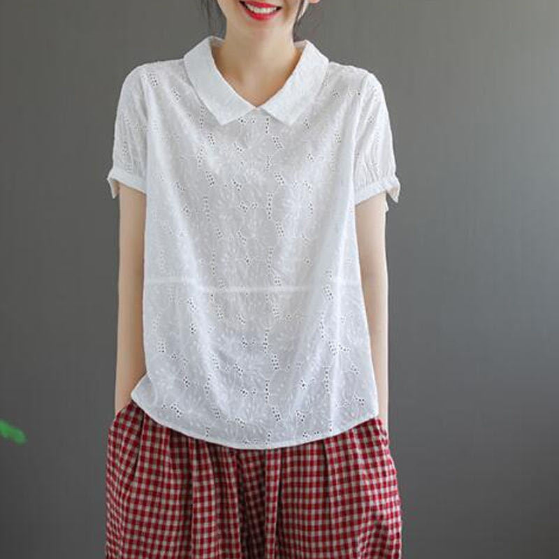 women's retro loose cotton top - MRSLM