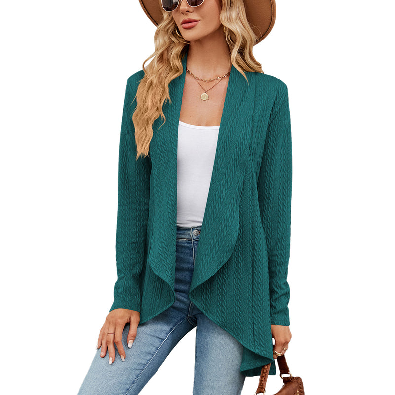 women's solid color loose cardigan top, view 11 - MRSLM