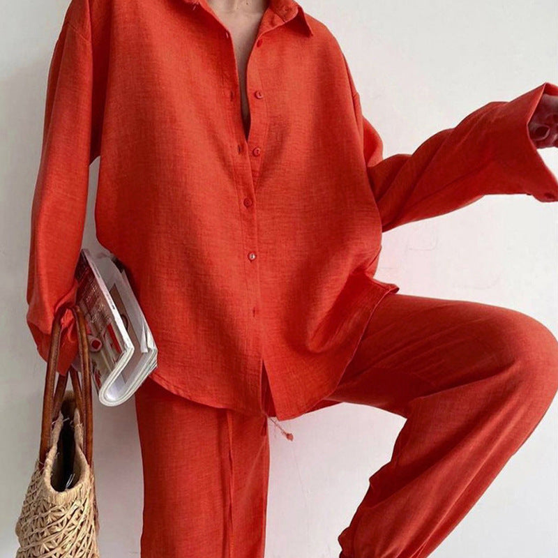 long sleeve top and straight leg pants set, view 3 - MRSLM