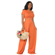 women's casual wide leg two-piece set, view 4 - MRSLM