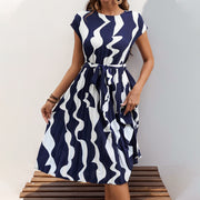 geometric pleated summer dress, view 7 - MRSLM