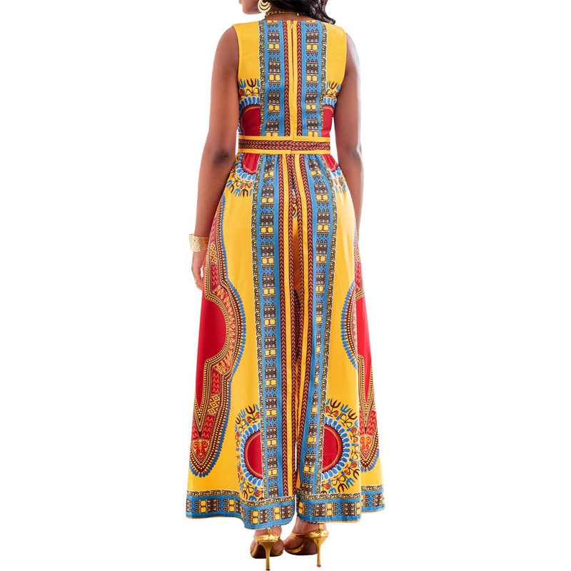 printed V-neck jumpsuit, view 6 - MRSLM