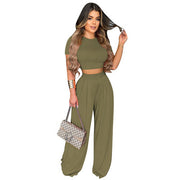 women's casual wide leg two-piece set, view 8 - MRSLM