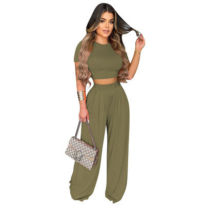 women's casual wide leg two-piece set, view 8 - MRSLM