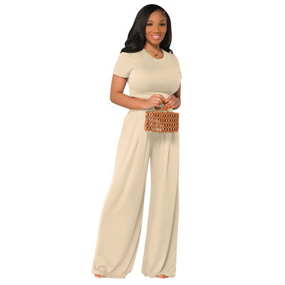 women's casual wide leg two-piece set, view 2 - MRSLM
