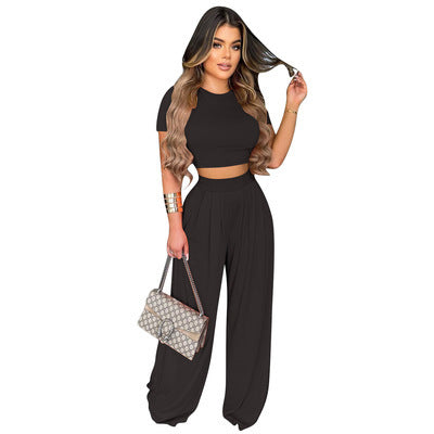 women's casual wide leg two-piece set, view 6 - MRSLM