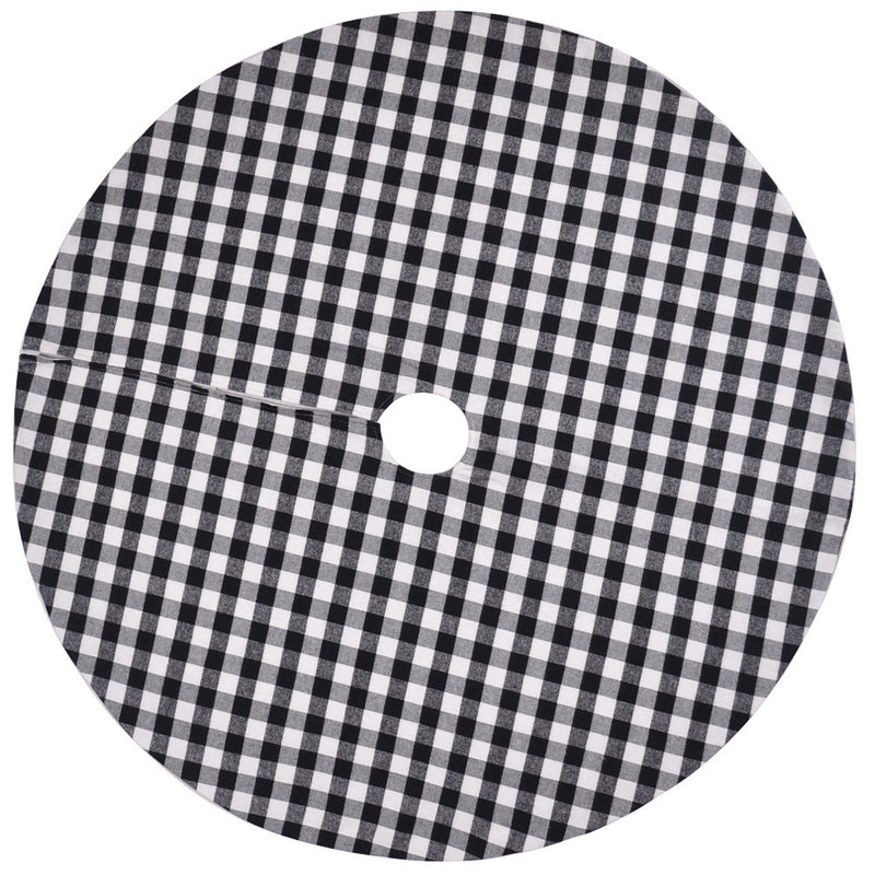 black and white plaid christmas tree skirt, view 6 - MRSLM