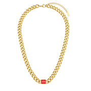 Cuban link chain necklace with zircon pendant, view 4 - MRSLM
