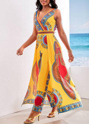 printed V-neck jumpsuit, view 4 - MRSLM
