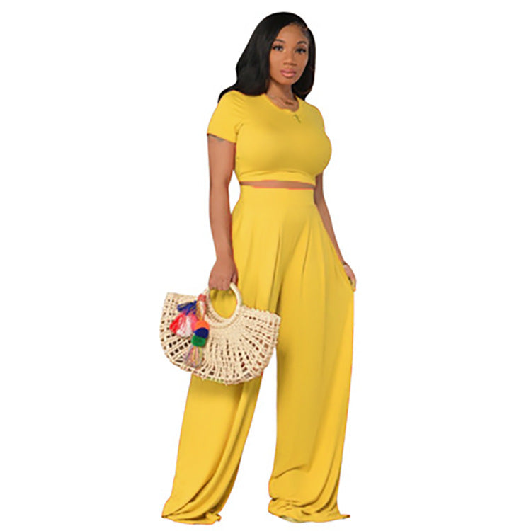 women's casual wide leg two-piece set, view 3 - MRSLM