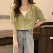 women's v-neck short sleeve loose t-shirt, view 4 - MRSLM