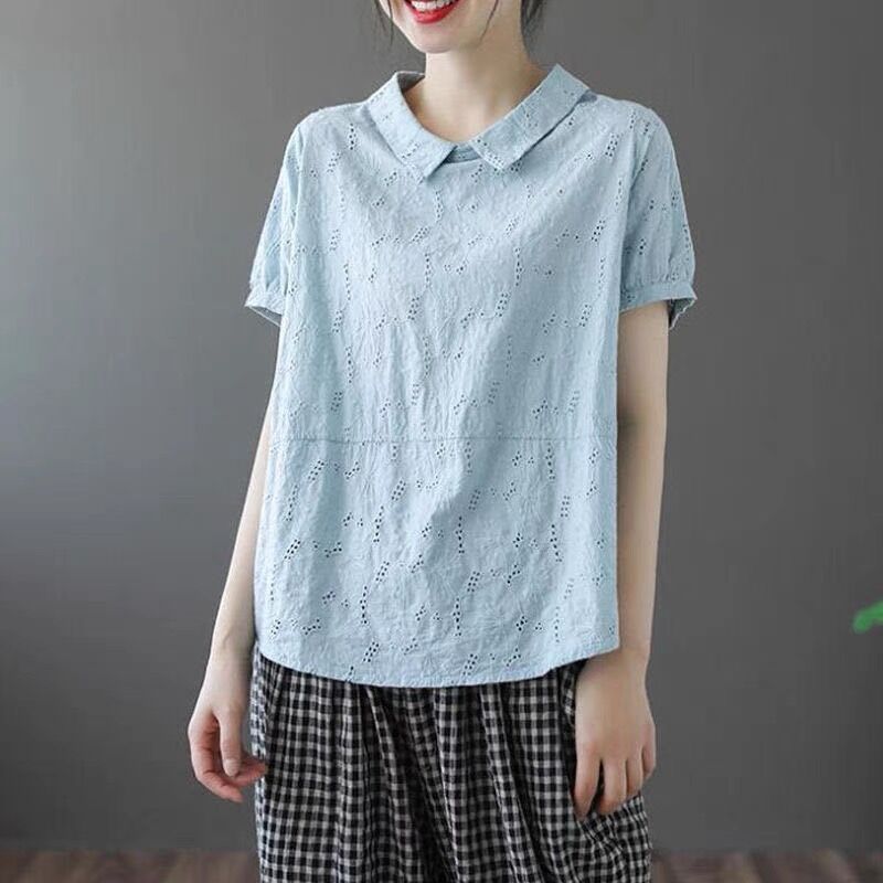 women's retro loose cotton top, view 4 - MRSLM