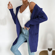 women's sunken stripe knit hooded cardigan, view 9 - MRSLM