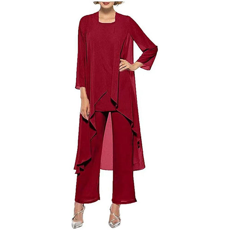 women's chiffon cardigan three-piece suit, view 4 - MRSLM