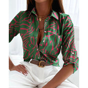 women's long sleeve printed cardigan shirt, view 2 - MRSLM