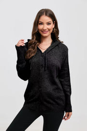 women's hooded single-breasted knit sweater, view 9 - MRSLM