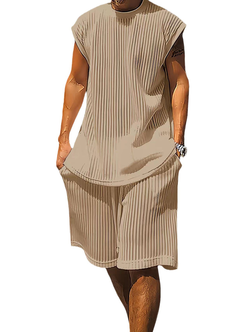 men's summer vest and shorts set, view 5 - MRSLM