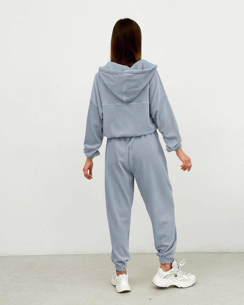 women's hooded zip top and trousers set, view 3 - MRSLM