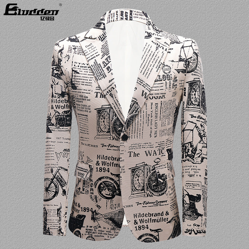 men's newspaper print blazer, view 7 - MRSLM