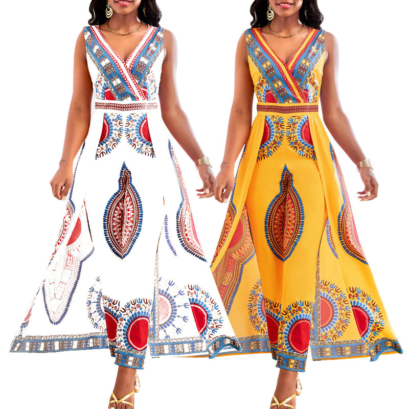 printed V-neck jumpsuit, view 2 - MRSLM