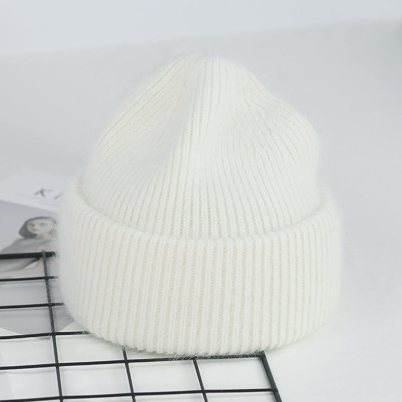 Unisex rabbit fur knit beanie, view 3 - MRSLM