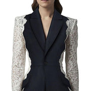 women's lace patchwork blazer, view 4 - MRSLM