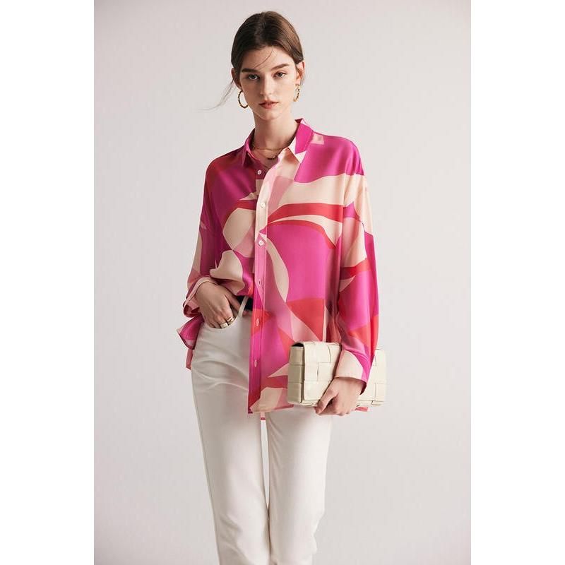 silk crepe de chine blouse, view 2 - MRSLM