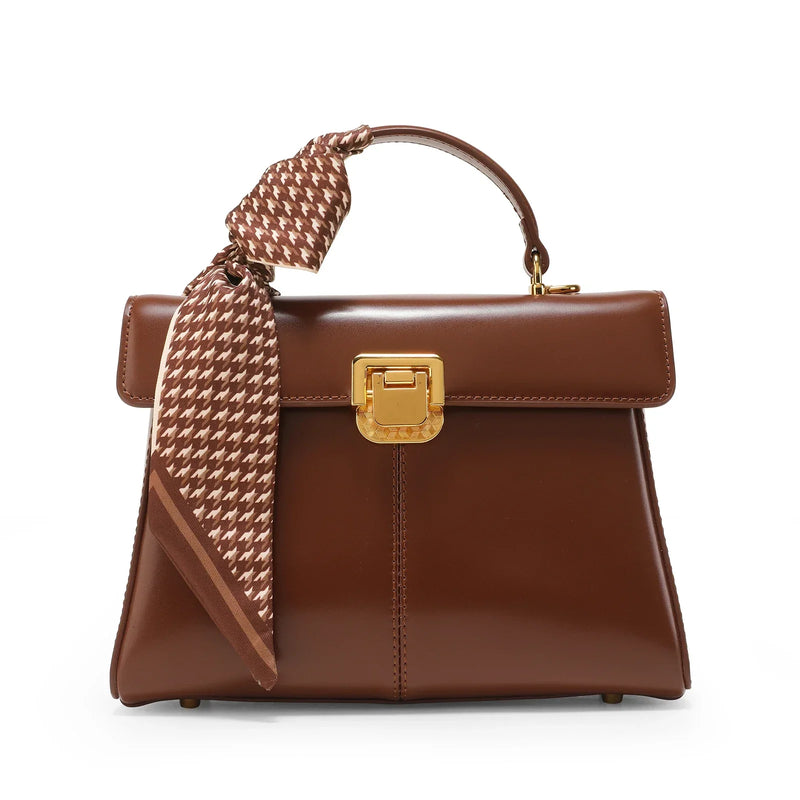 leather crossbody handbag with scarf decor, view 2 - MRSLM