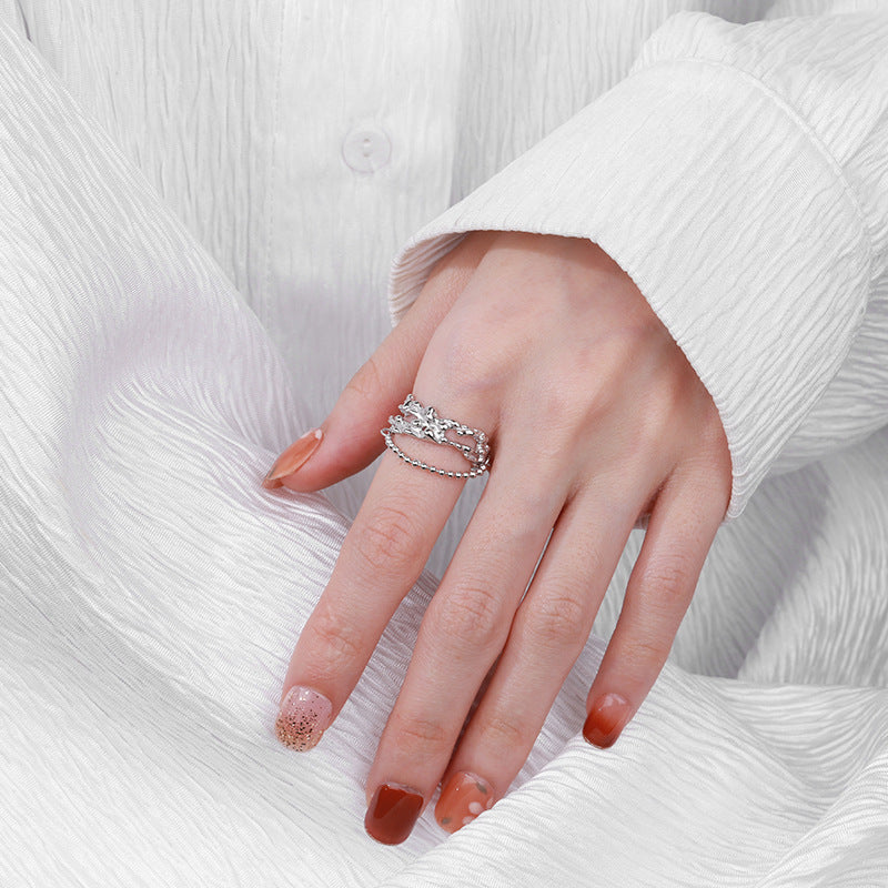 s925 silver beads chain geometric ring, view 6 - MRSLM