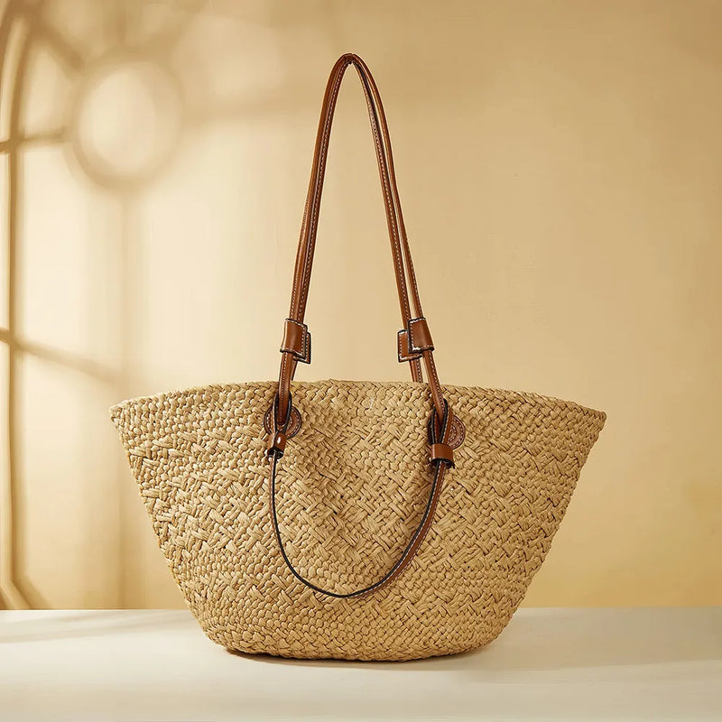 striped straw beach bag, view 7 - MRSLM