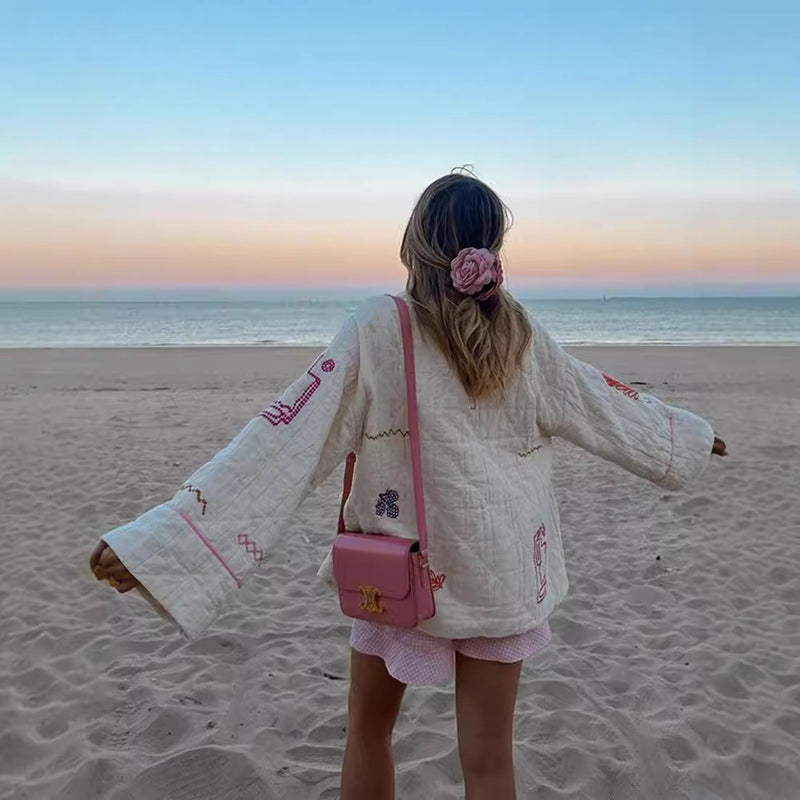 fruit embroidery kimono jacket, view 4 - MRSLM