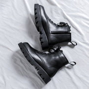 black leather ankle boots with zipper, view 5 - MRSLM