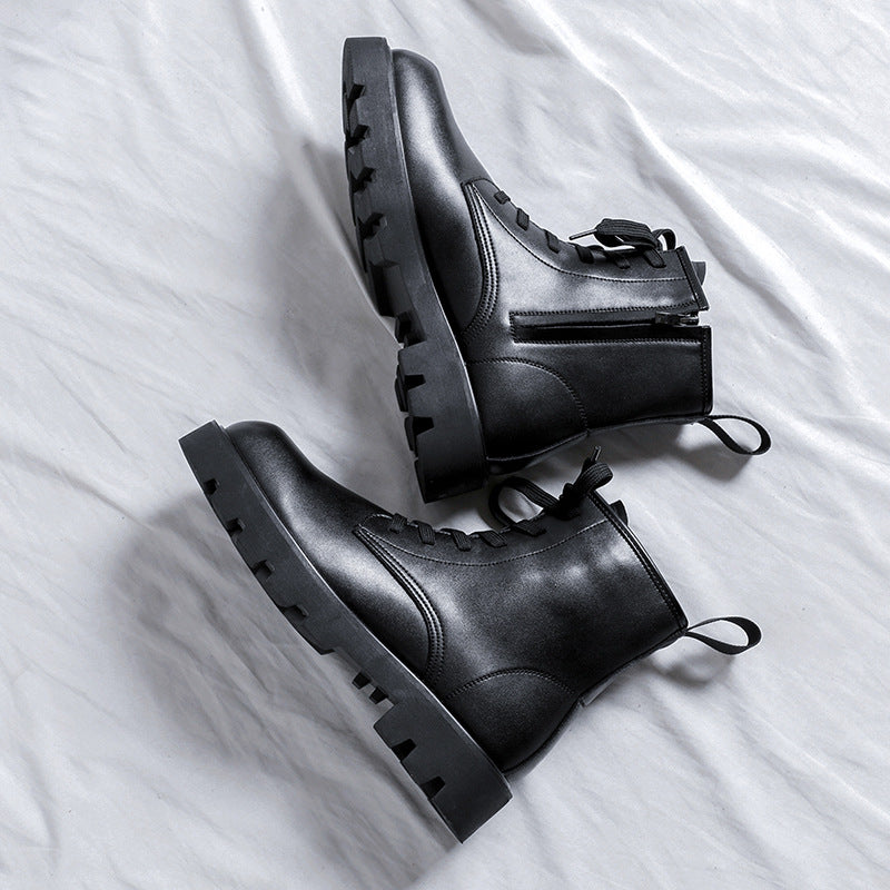 black leather ankle boots with zipper, view 5 - MRSLM