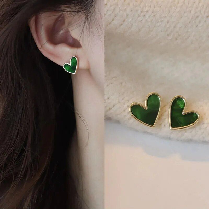 heart bling zircon stud earrings, view 12 - MRSLM