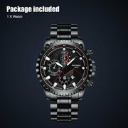 men's black stainless steel luminous quartz watch, view 2 - MRSLM
