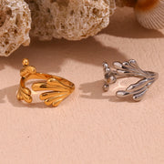 adjustable 18k gold plated ocean-inspired ring, view 4 - MRSLM