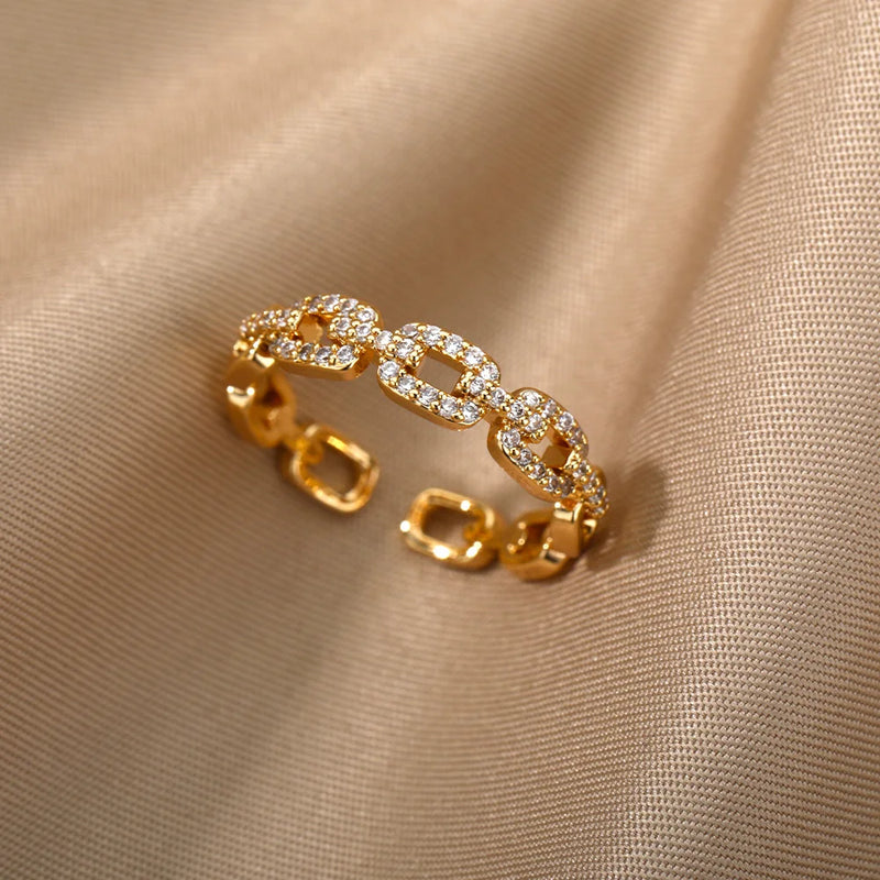 cubic zirconia chain ring, view 7 - MRSLM